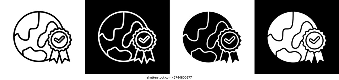 Worldwide Icon In Flat Version On Black And White Background