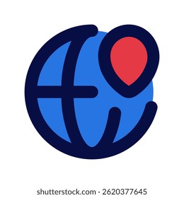 Worldwide Icon for Global Business and International Reach. Earth globe vector for network, commerce, and connection. Filled Line Icon