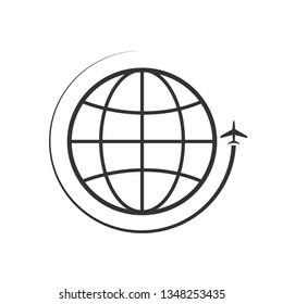 Worldwide Icon. Journey or Shipping Illustration As A Simple Vector Sign & Trendy Symbol for Design and Websites, Presentation or Mobile Application.