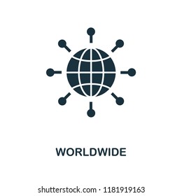 Worldwide icon. Monochrome style design from business collection. UI. Pixel perfect simple pictogram worldwide icon. Web design, apps, software, print usage.