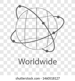 Worldwide icon on transparency background. Flat style vector illustration.