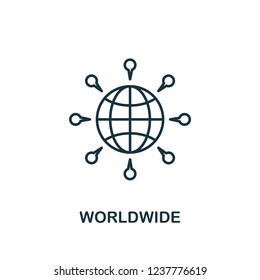 Worldwide Icon. Outline Style Thin Design From Business Icons Collection. Pixel Perfect Simple Pictogram Worldwide Icon For UX And UI