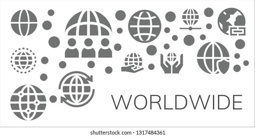 worldwide icon set. 11 filled worldwide icons.  Simple modern icons about  - Worldwide, Worlwide