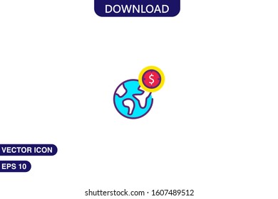 Worldwide icon in trendy flat style isolated on white background vector illustration