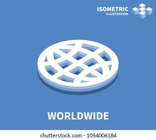 Worldwide icon, vector illustration in flat isometric 3D style.