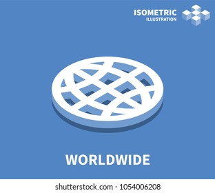 Worldwide icon, vector illustration in flat isometric 3D style.