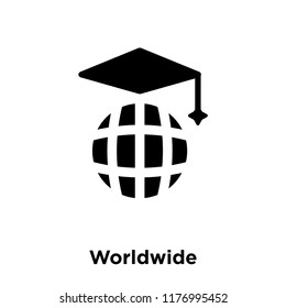 Worldwide icon vector isolated on white background, logo concept of Worldwide sign on transparent background, filled black symbol