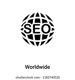 Worldwide icon vector isolated on white background, logo concept of Worldwide sign on transparent background, filled black symbol