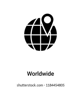 Worldwide icon vector isolated on white background, logo concept of Worldwide sign on transparent background, filled black symbol