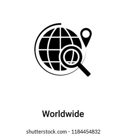 Worldwide icon vector isolated on white background, logo concept of Worldwide sign on transparent background, filled black symbol