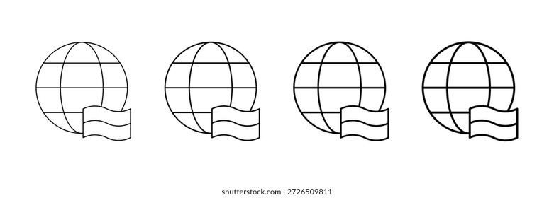 Worldwide Icons Vectorsatz in verschiedenen Strichlinienstilen