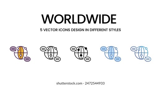 Iconos mundiales conjunto de Vector ilustración de stock.