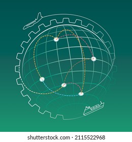 worldwide, international transport, cargo and logistics vector illustration