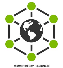 Worldwide Internet vector icon. Style is bicolor flat symbol, eco green and gray colors, rounded angles, white background.