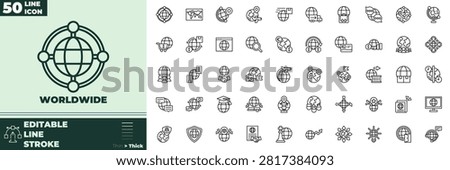 Worldwide Line Editable Icons set