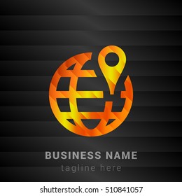 Worldwide Location Orange, Yellow and Black silk fashion premium icon / Logo