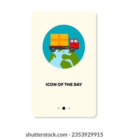 Worldwide logistics flat icon. Tracking, globe shipping isolated vector. Delivery and transportation concept. Vector illustration symbol elements for web design and apps