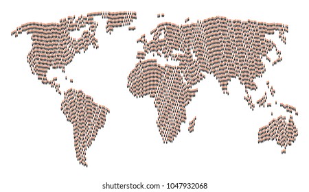 Worldwide map concept designed of candle pictograms. Vector candle icons are combined into mosaic continental plan.
