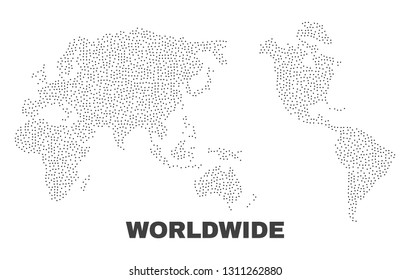 Worldwide map designed with little points. Vector abstraction in black color is isolated on a white background. Random little points are organized into worldwide map.