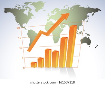 Business Growth Bar Graph Map Worldvector Stock Vector (Royalty Free ...