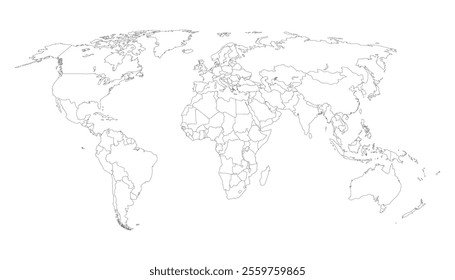 worldwide map outline vector design 