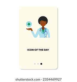 Worldwide medicinal service flat icon. Race, doctor, hospital isolated vector sign. Medicine and health concept. Vector illustration symbol elements for web design and apps