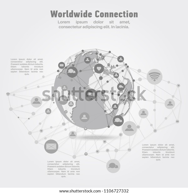 Worldwide Network Connection World Map Points Stock Vector Royalty Free