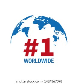 Worldwide number one blue and red vector sign