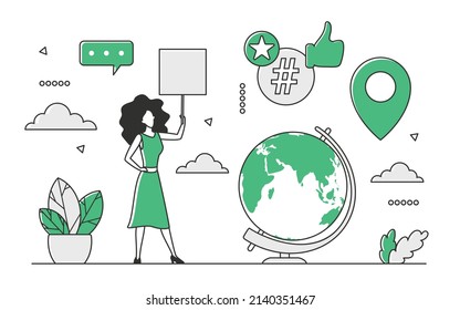 Intercambio de información en línea a nivel mundial. Ilustración monocolor del vector de almacenamiento de datos de red global de Internet