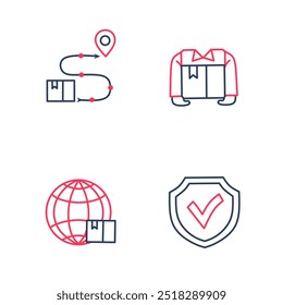 worldwide package delivery icon safely.simple hand drawn online package icon.