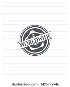 Worldwide pencil strokes emblem. Vector Illustration. Detailed.