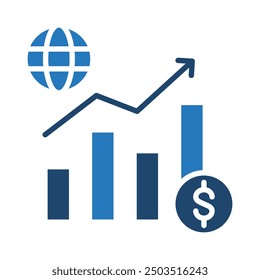Worldwide Revenue icon line vector illustration
