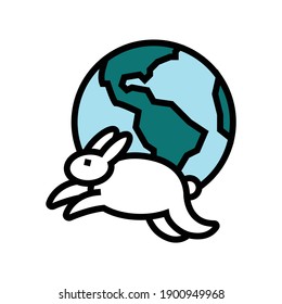 worldwide safe rabbits color icon vector. worldwide safe rabbits sign. isolated symbol illustration