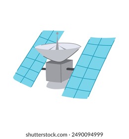 worldwide satellite cartoon. technology data, internet people, astronaut blue worldwide satellite sign. isolated symbol vector illustration