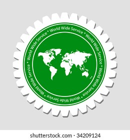 Worldwide Service Label with Earth Map