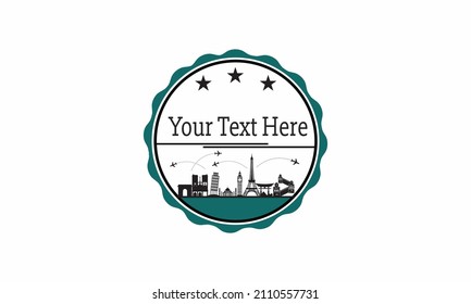 Worldwide Service Label with famous places on earth