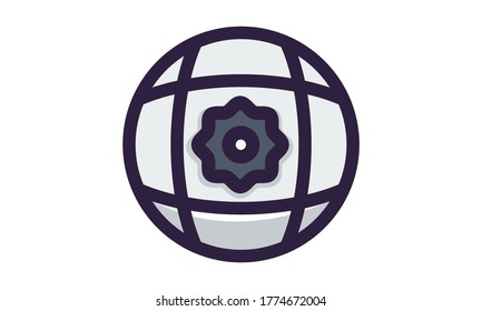 worldwide setting icon flat style vector illustration.