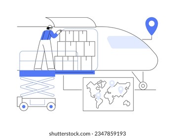 Worldwide shipping abstract concept vector illustration. Worldwide express shipping service workers check packages and boxes, export and import business, foreign trade abstract metaphor.