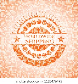 Worldwide Shipping abstract orange mosaic emblem