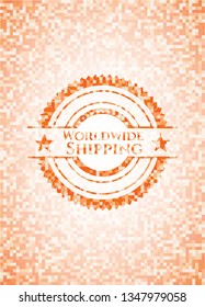 Worldwide Shipping abstract orange mosaic emblem