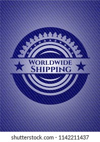 Worldwide Shipping badge with denim background