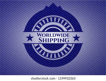 Worldwide Shipping badge with denim texture
