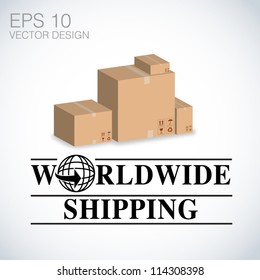 worldwide shipping, Cardboard boxes vector design.