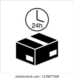 Worldwide shipping delivery icon. Online shopping, round-the-clock delivery symbol. Parcel delivery sign for web and apps. Vector illustration.