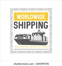 Worldwide shipping design template. Vector image.
