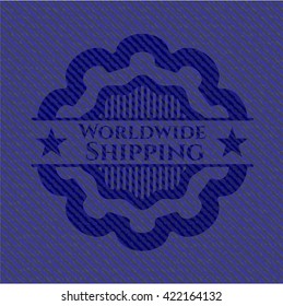Worldwide Shipping emblem with jean texture