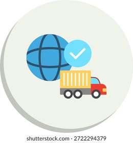 Weltweiter Versand flacher Kreis Stil Symbol