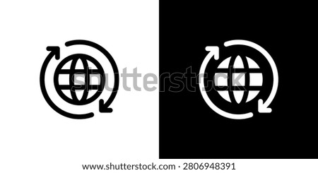 Worldwide Shipping Globe Icon concept with flat Black White Background. Vector illustration.