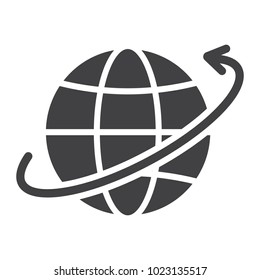 Worldwide shipping glyph icon, logistic and delivery, around world sign vector graphics, a solid pattern on a white background, eps 10.