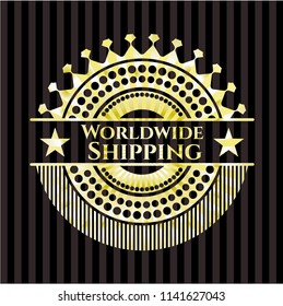 Worldwide Shipping gold emblem or badge